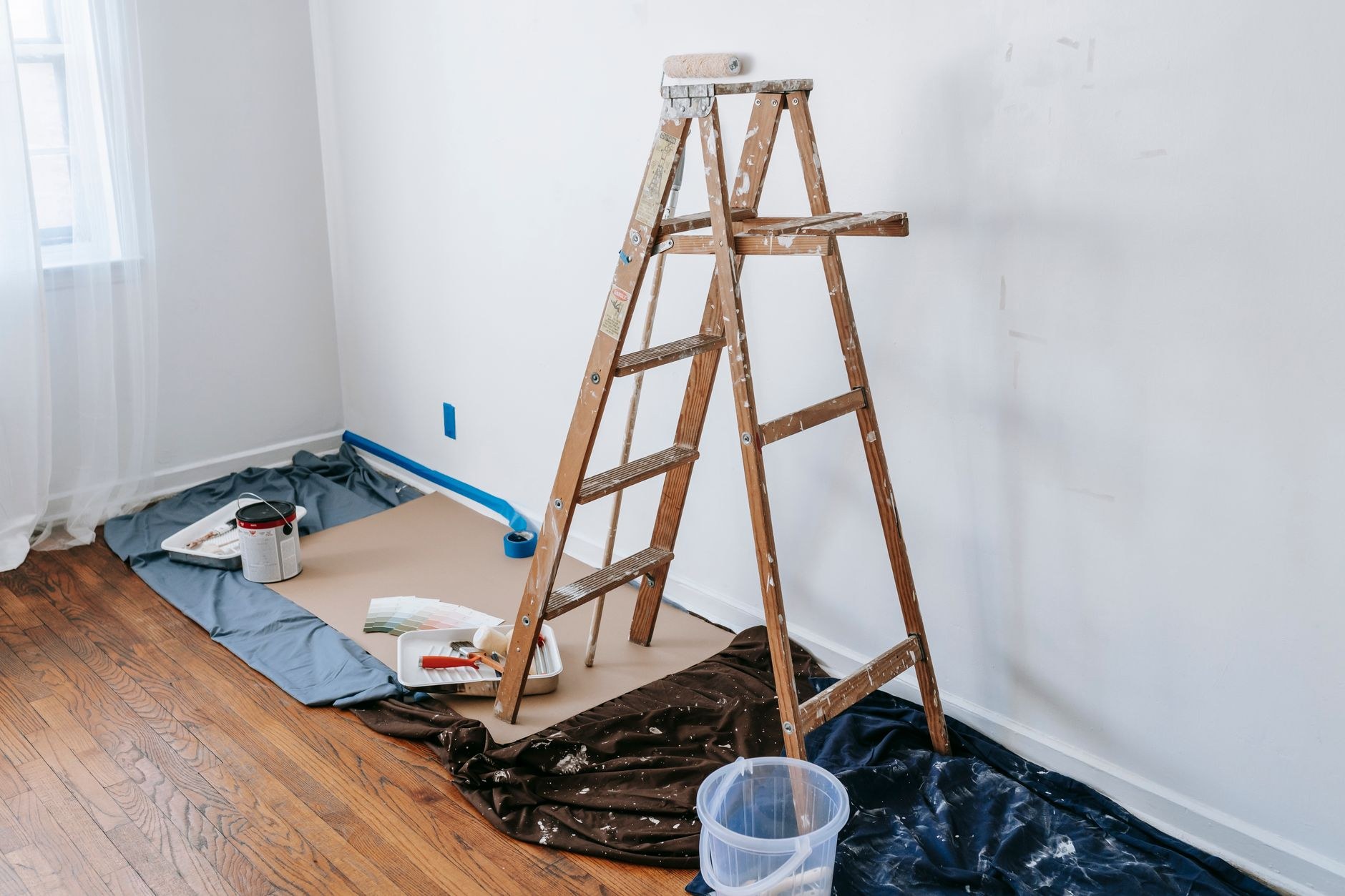 Interior wall being painted a clean white